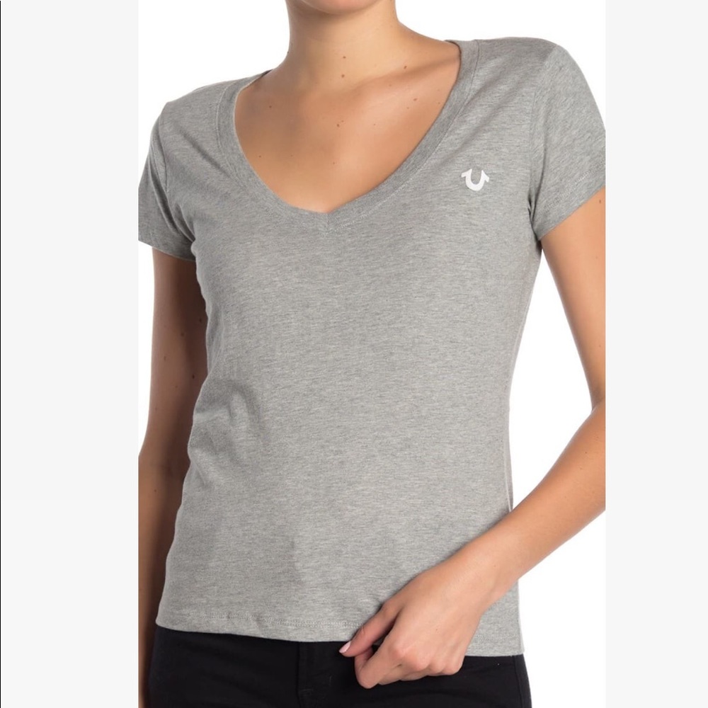 True Religion Women's Dbl Puff V-Neck Tee T-Shirt